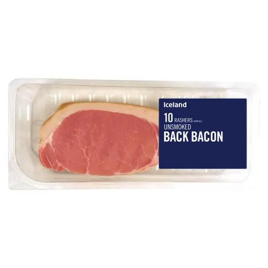 Iceland 10 Rashers (approx.) Unsmoked Back Bacon 300g