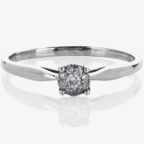 9ct White Gold 0.06ct Diamond Round Cluster Ring 1903WG/06-9
