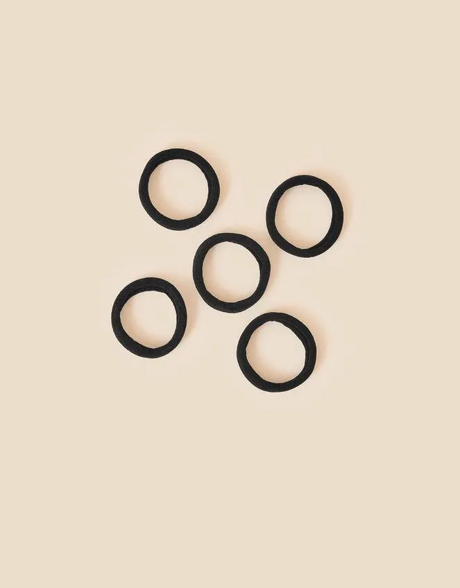 Thick Towelling Hair Bands 5 Pack Black