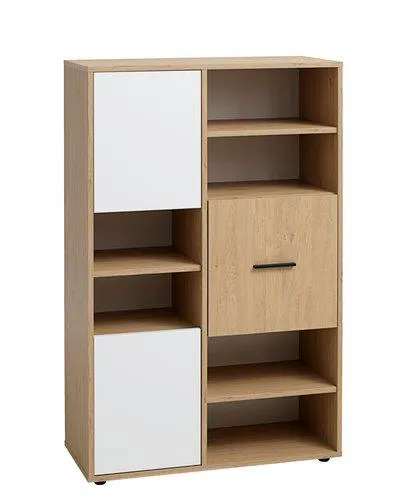 Bookcase BILLUND 3 doors white/oak