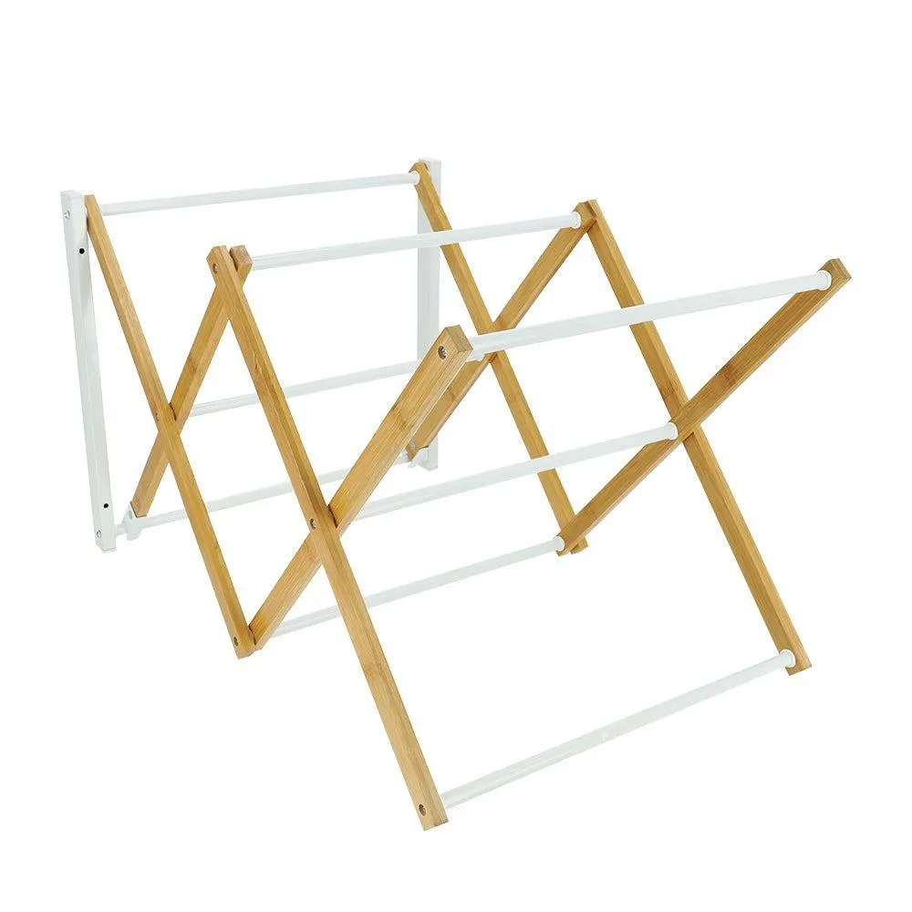 Tendedero de muro plegable de bambú 45,7x66,2x40 cm