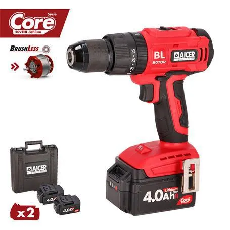 TALADRO IMPACTO 20V SIN CARBONES 2X4AH SERIE CORE AICER