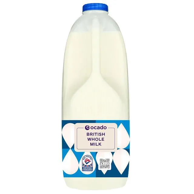 Ocado British Whole Milk 4 Pints 2.272L