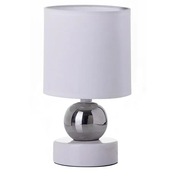 LÁMPARA MESA BLANCO / PLATA CERAMICA 13X13X23,5CM