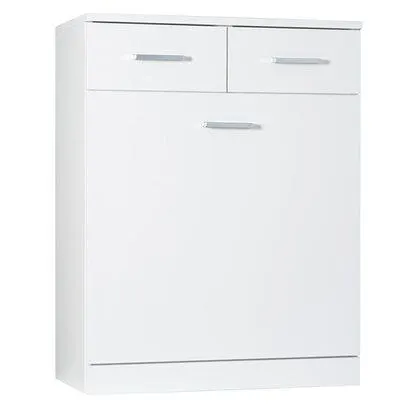 Mobile multiuso con cesto porta biancheria e cassetti 60x78 cm bianco