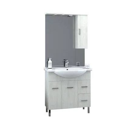 Composizione bagno a terra 85 cm bianco larice