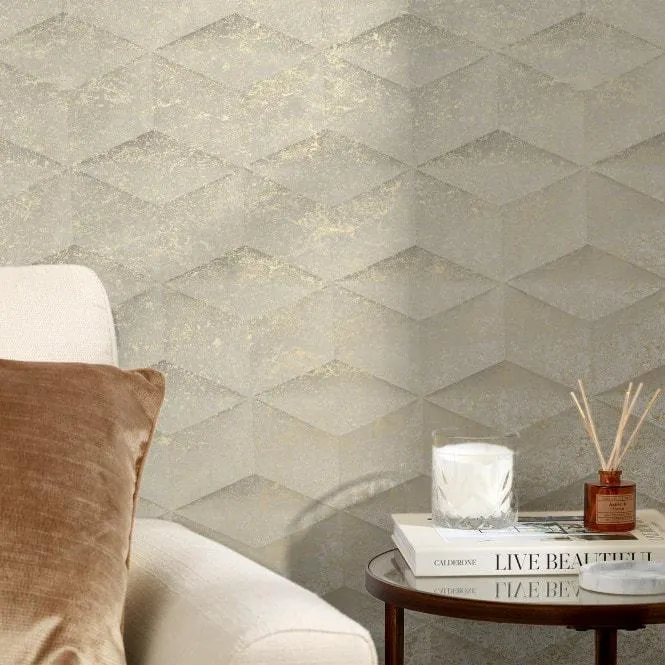 Architectural Concrete Wallpaper Beige, Silver