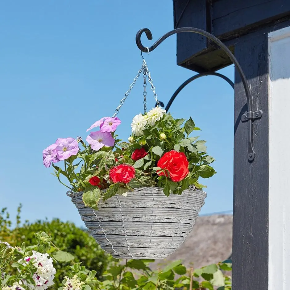 Monza faux rattan hanging basket