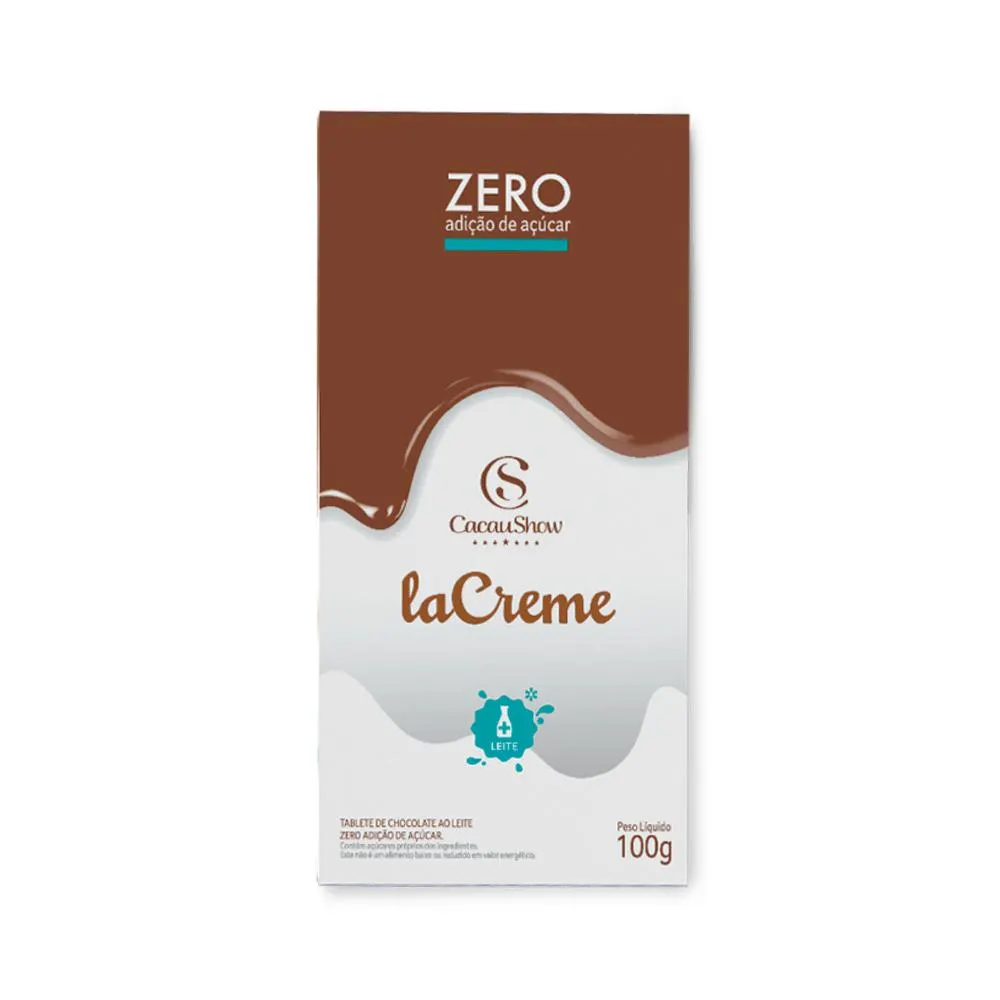 TABLETE LACREME ZERO ADIÇÃO DE AÇÚCAR 100G