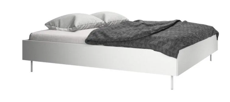 Cama Houston, sin cabecera, con lamas y patas - A41xL168xL208cm. Colchón: L160xL200cm.