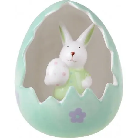 UOVO PASQUA CON CONIGLIO IN CERAMICA