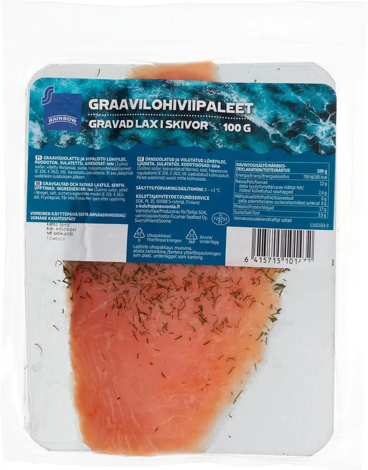 Rainbow graavilohiviipaleet 100g