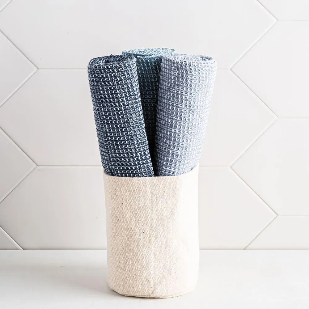 Harman Calvin Canvas Tote 'Two-Tone' Cotton Kitchen Towel S/3 (Navy)