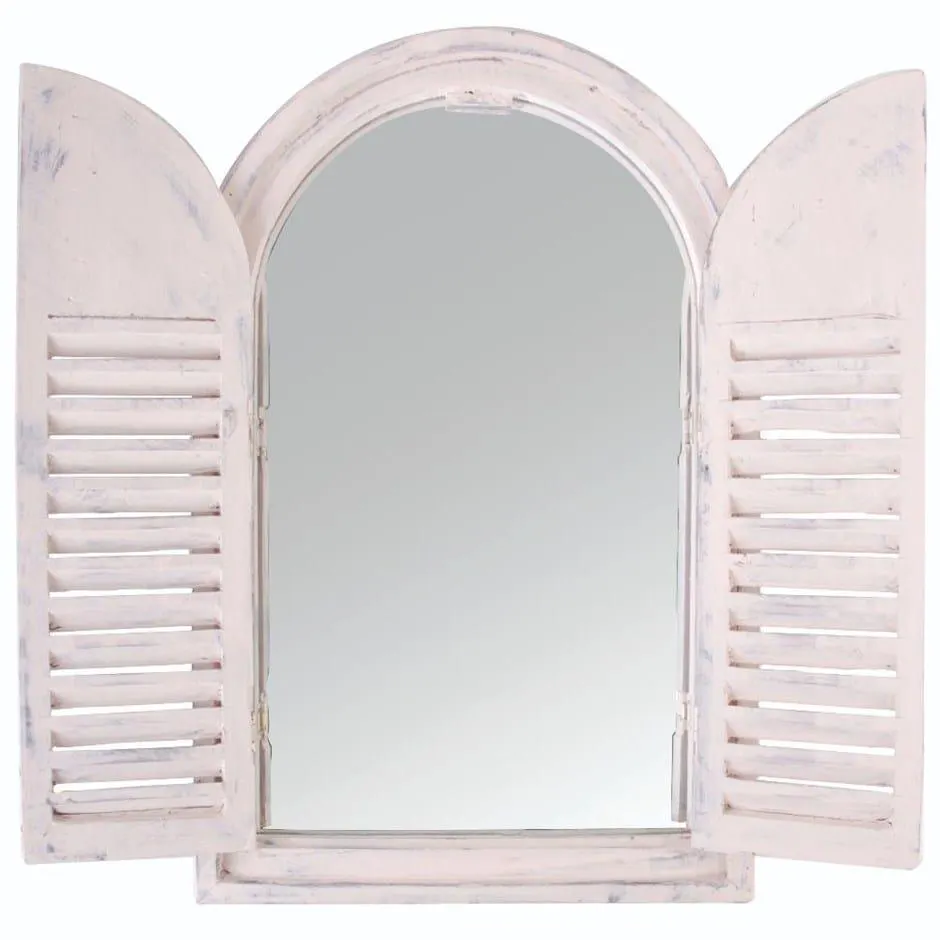 Garden wall mirror with shutters