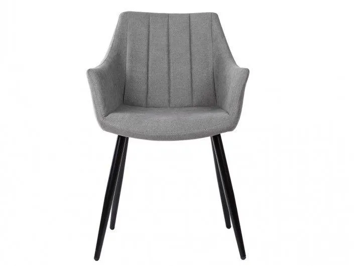 Pack 2 sillones de comedor tapizado gris claro y patas metálicas