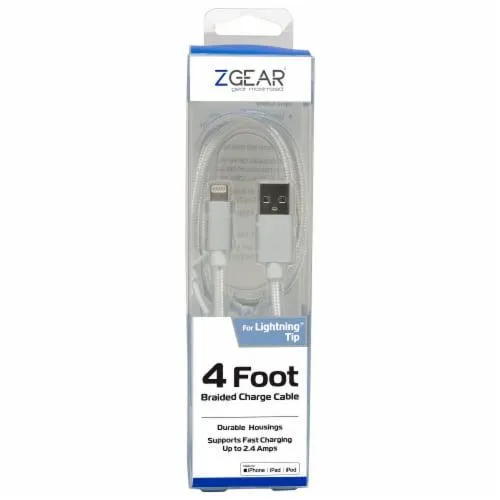 ZGear Braided Lightning Charging Cable - White
