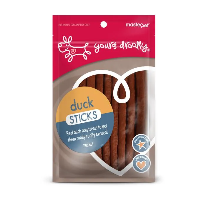 Yours Droolly Duck Sticks Dog Treats 110g