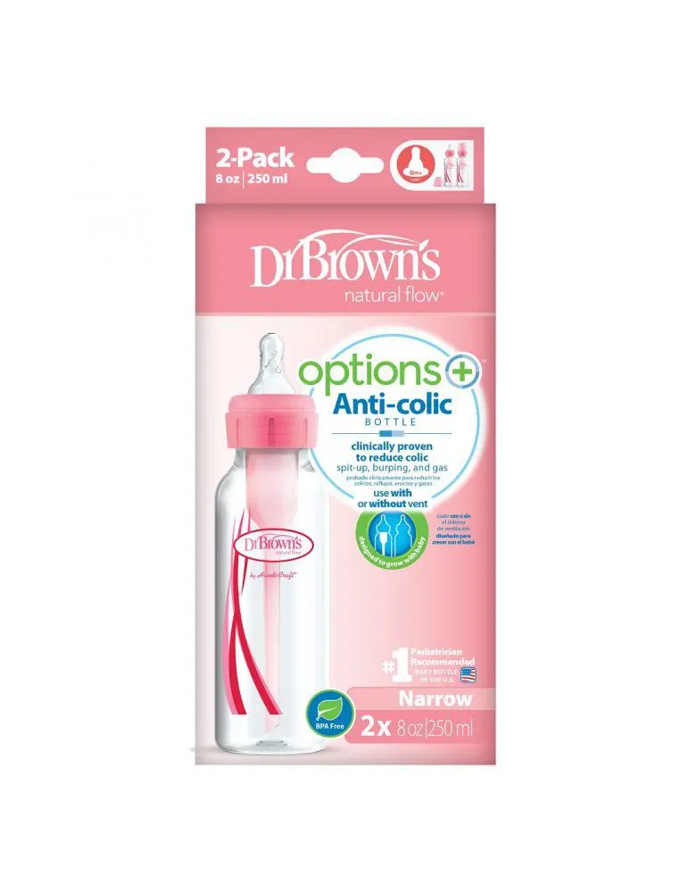 Dr Brown's Butelka standard Options+ 250ml 2 pak różowa
