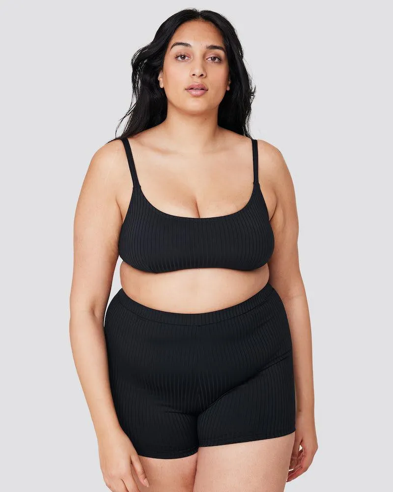 Korkeavyötäröiset bikinishortsit, ribbilaatua