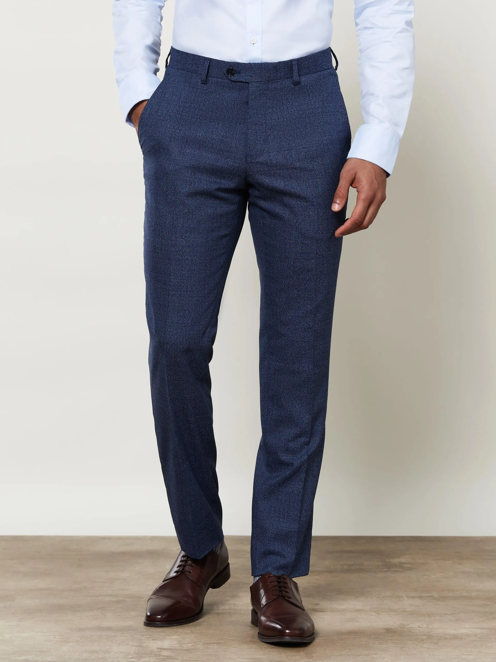 Joel Skinny Fit Blue Sharkskin Trousers