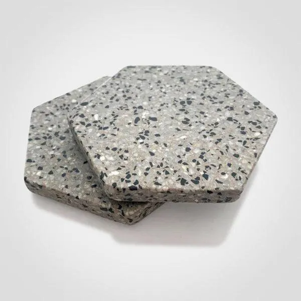 Posavasos Hexagonal de Terrazo Blanco Huascarán