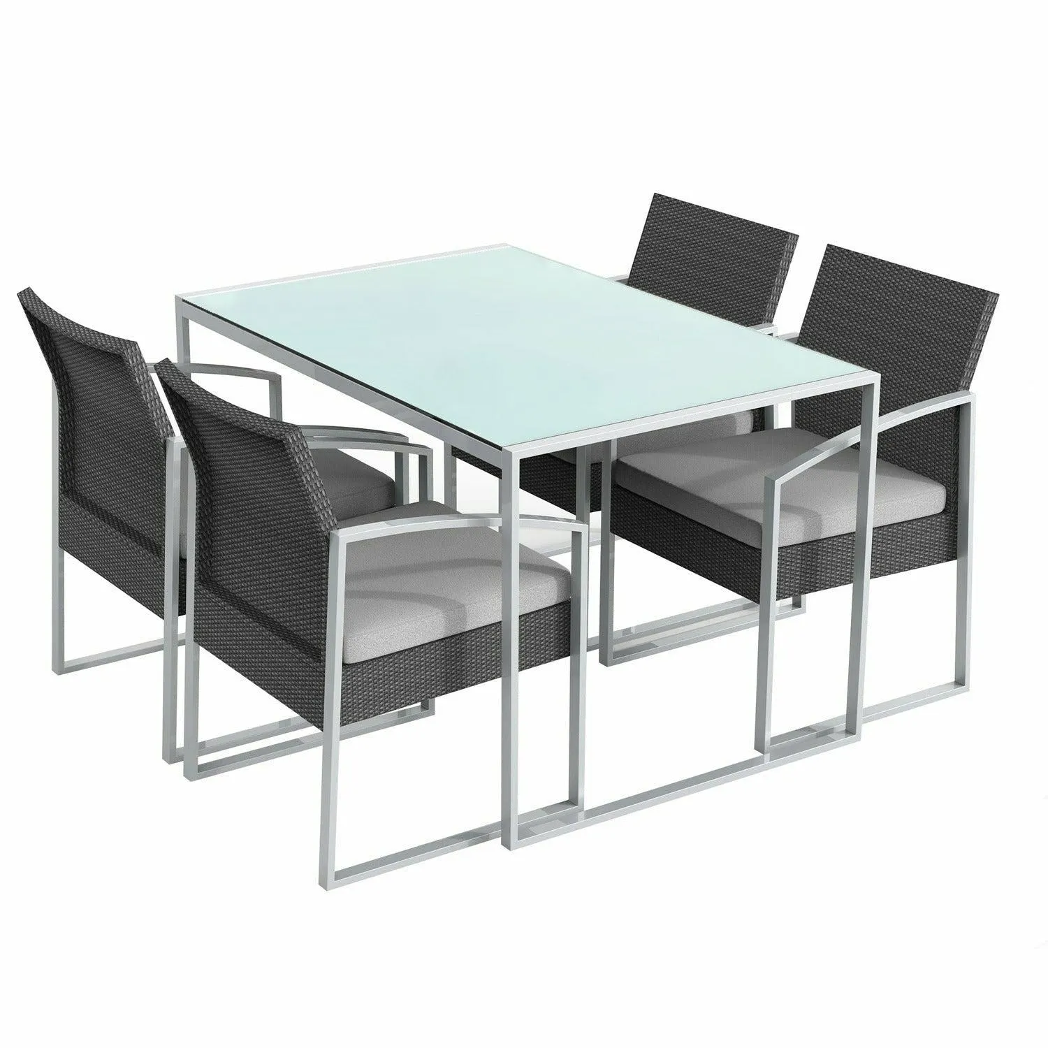 Set pranzo Bilbao nero tavolo con 4 poltrone