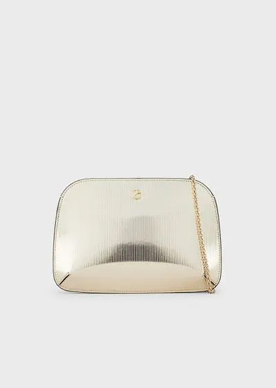 Striped, lamé-leather la Prima clutch bag