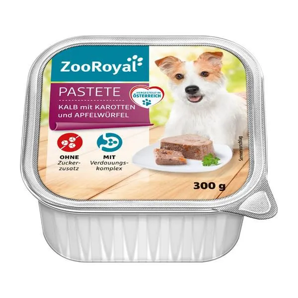 ZooRoyal Pastete Kalb mit Karotten und Apfelwürfel