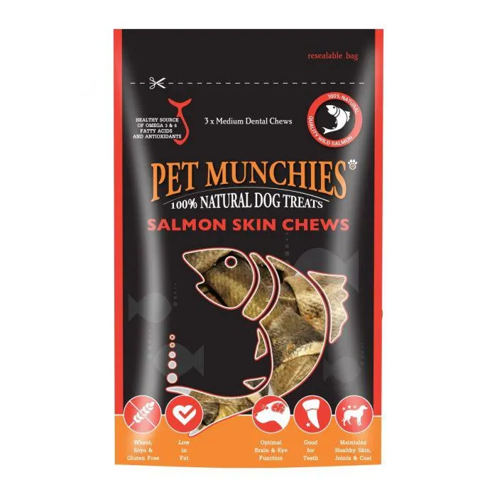 Pet Munchies Wild Salmon Skin Chews 90G