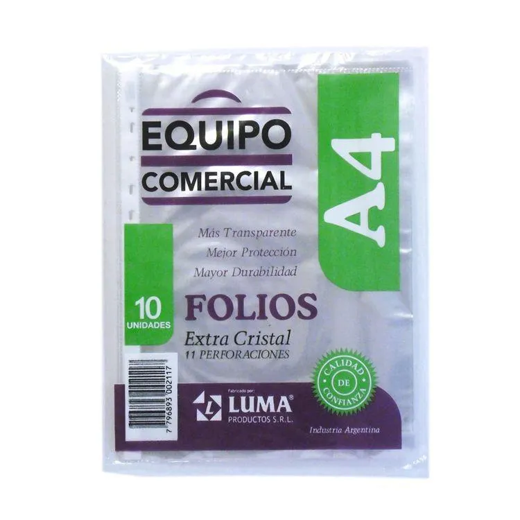 Folio A4 Luma extra cristal 10 unidades