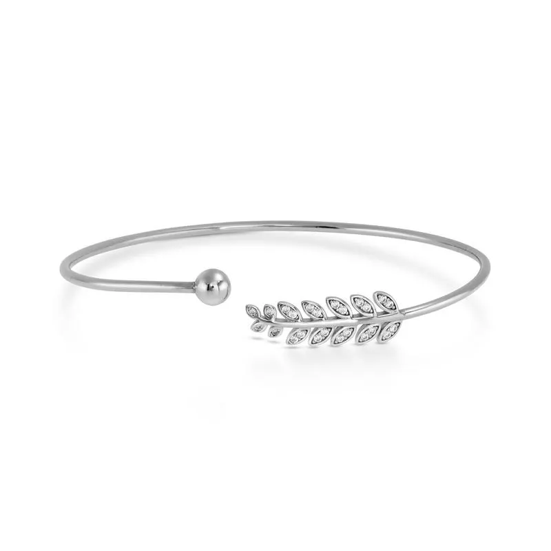 Sterling Silver & Cubic Zirconia Fern Bangle