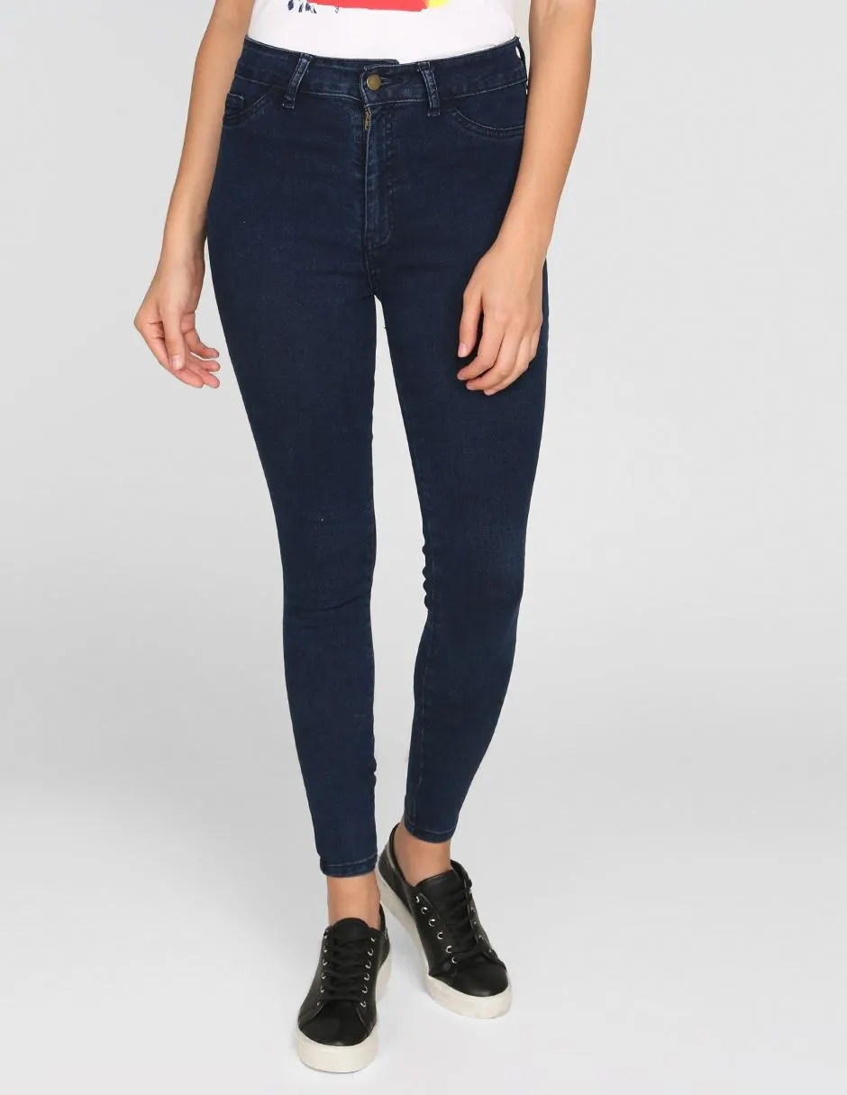 Jeans skinny 365 Essential lavado obscuro corte cintura para mujer