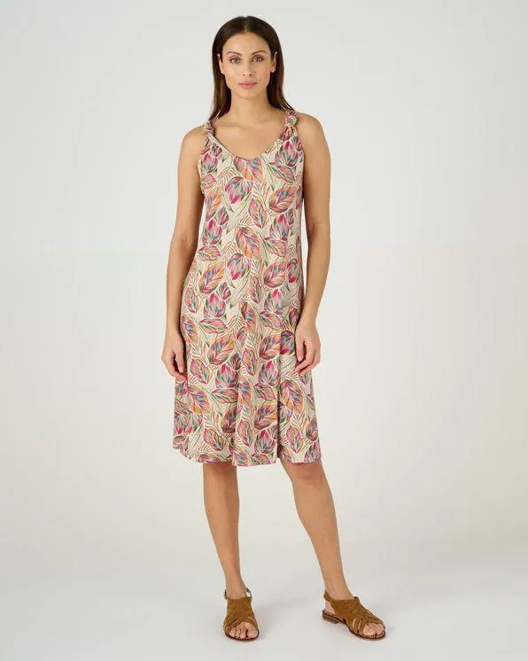 Jurk in stretchtricot met tropische print