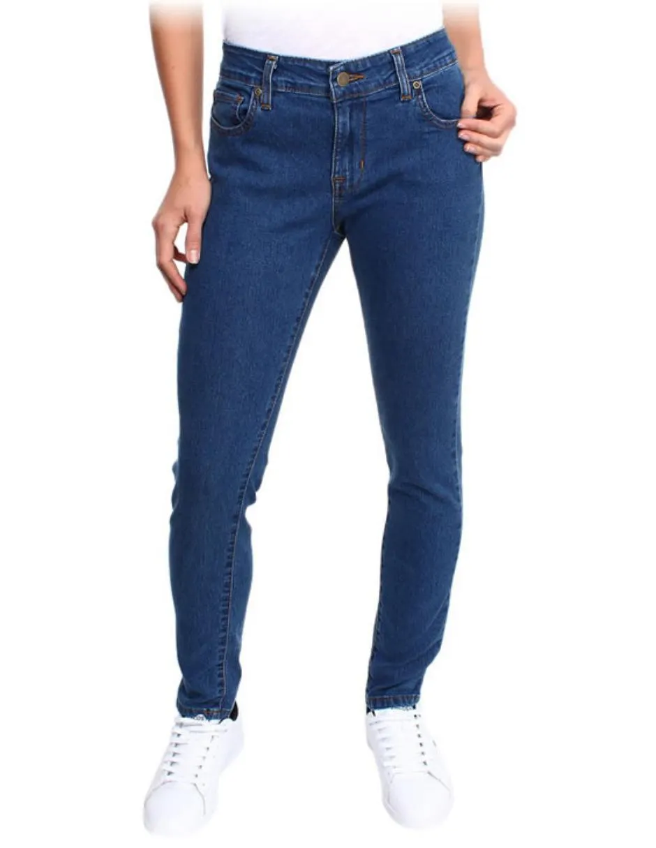 Jeans straight Petite Studio lavado obscuro corte cadera para mujer