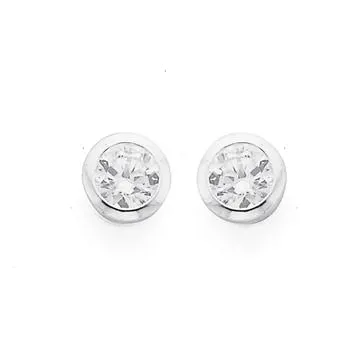 Sterling Silver 3mm Cubic Zirconia Stud Earrings
