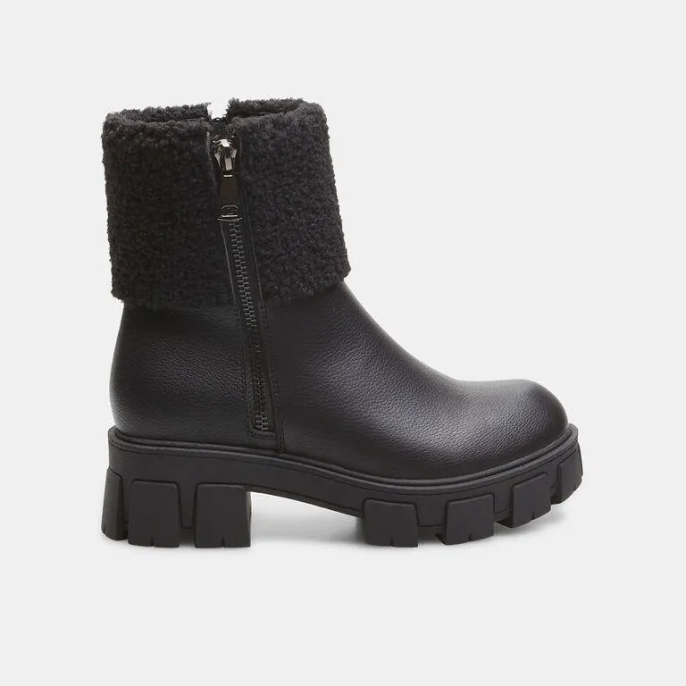 Botines de mujer con vuelta en teddy y suela gruesa