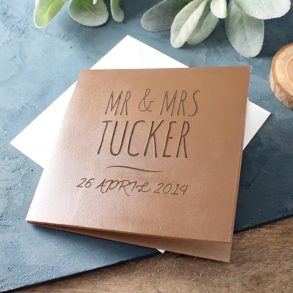Engraved Leather Anniversary Card