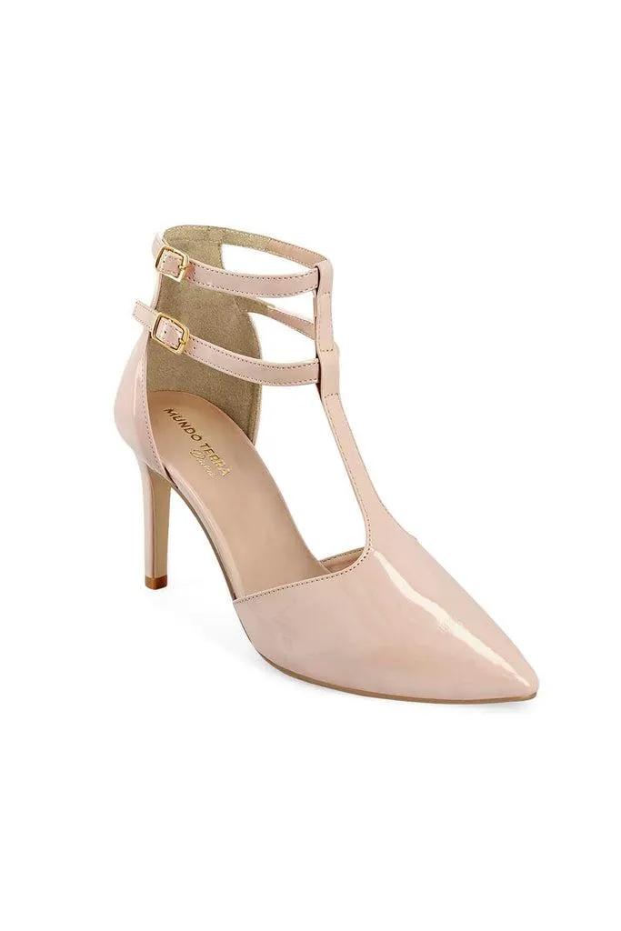 030428 Zapatilla Beige Ajuste Al Tobillo Con Cierre Trasero Altura 9Cm