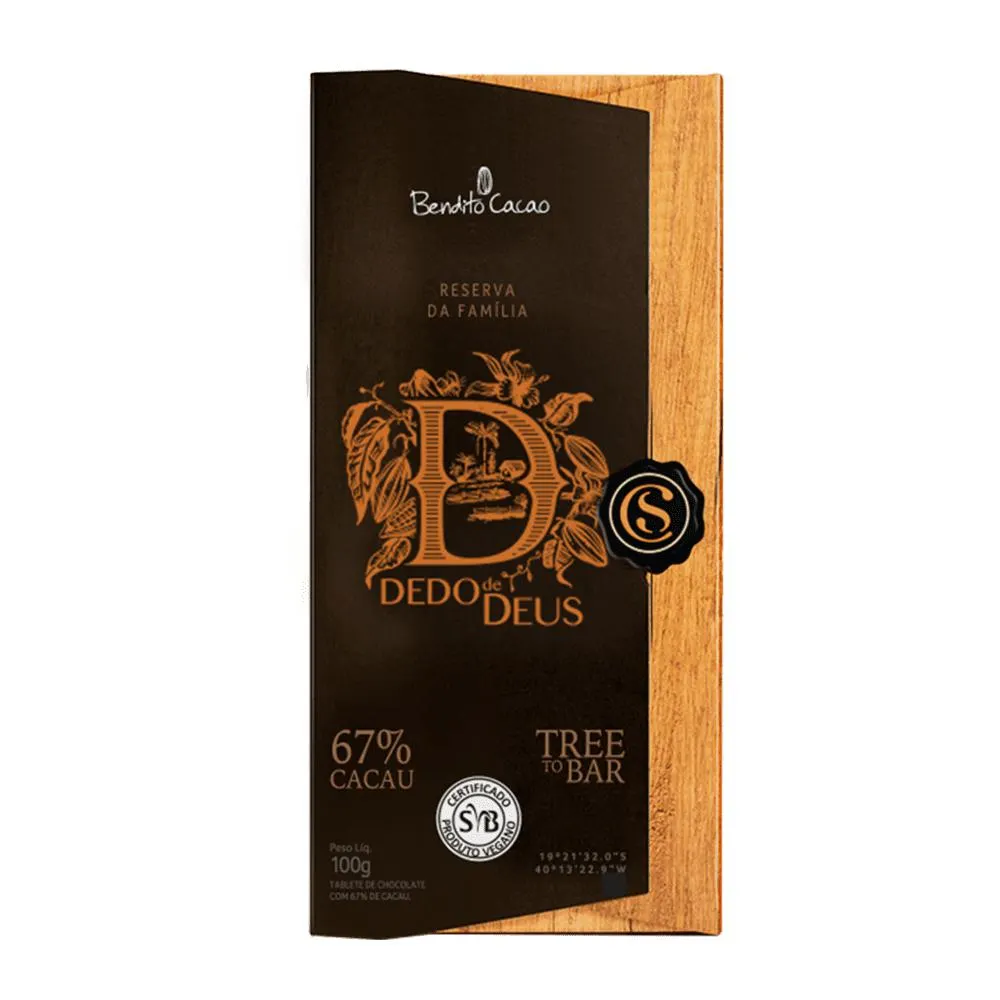 TABLETE DEDO DE DEUS 67% CACAU 100G