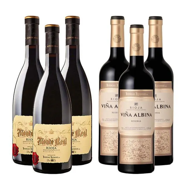 Caja 6 botellas 75 cl tinto Reserva 3 Viña Albina + 3 Monte Real