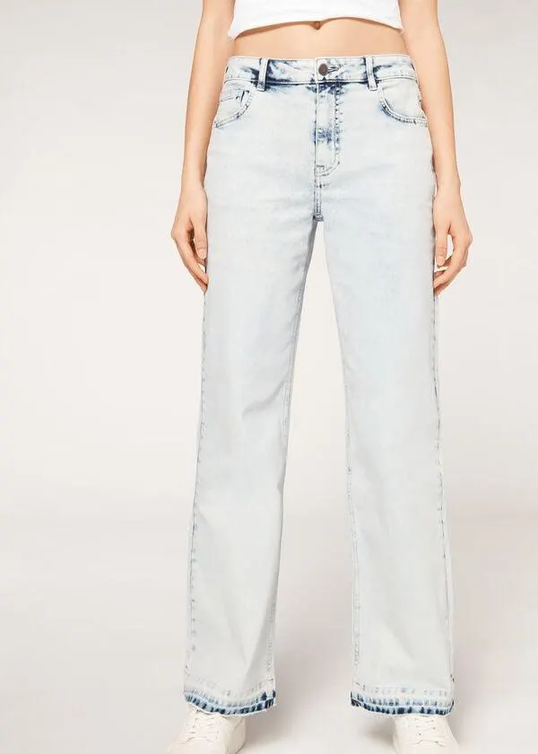 Jeans Wide Leg Sfrangiato