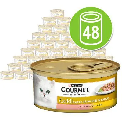Gourmet Gold Tenros Pedaços 48 x 85 g - Pack económico