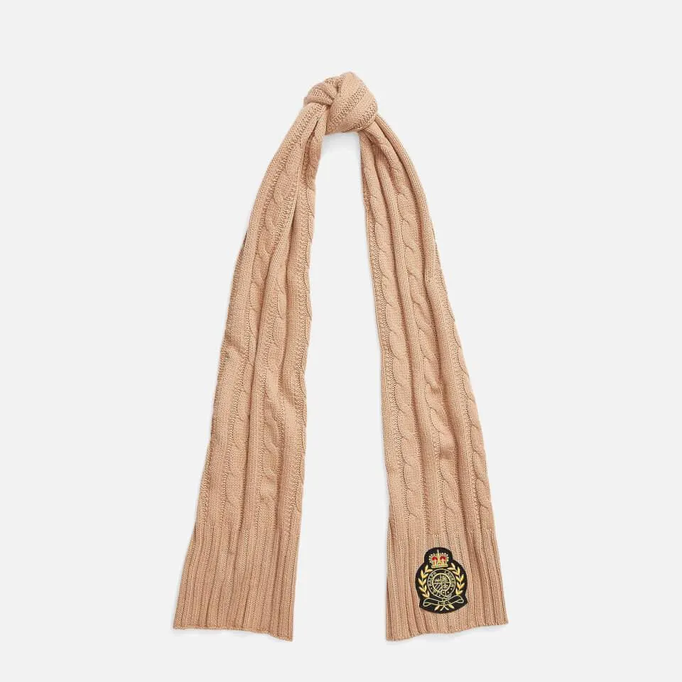 Lauren Ralph Lauren Logo-Patched Cable-Knit Scarf
