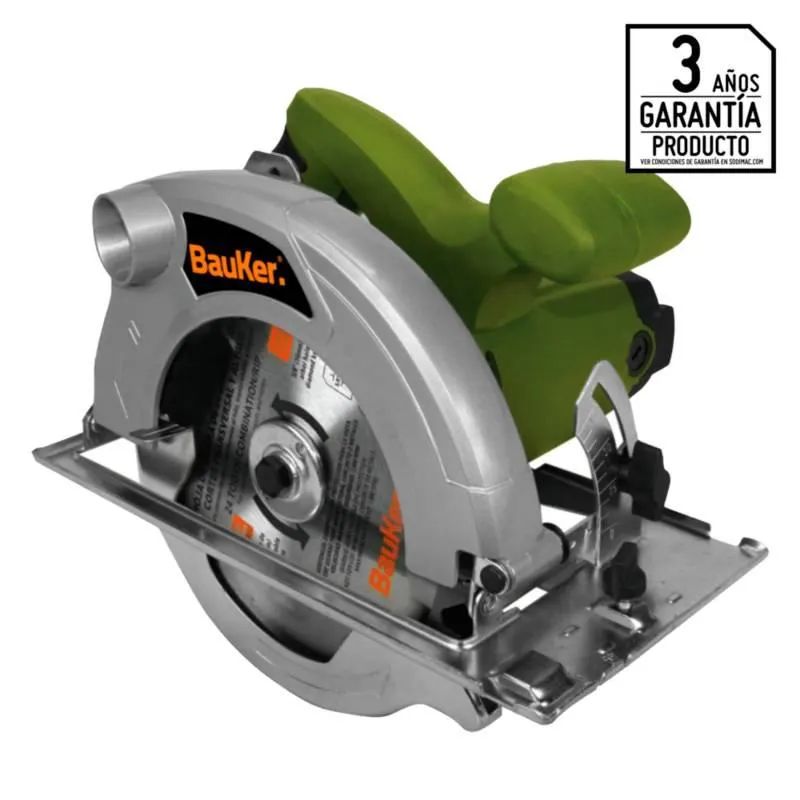 Sierra Circular Eléctrica 7 1/4" 1500W + 1 Hoja de Sierra Bauker