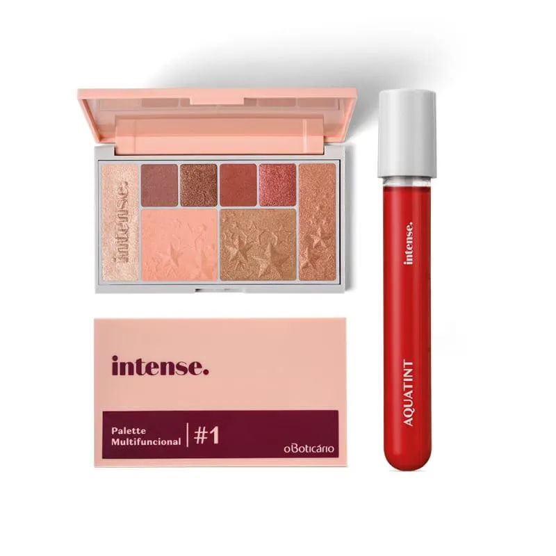 Combo Presente Intense: Palette Multifuncional #1 Rose + Batom Líquido Aquatint Coral