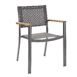 SEDIA ORIS NATERIAL ALU. CON BRACCIOLI LEGNO EUCALIPTO SEDUTA TEXTILENE 55.2X55.2XH84.5