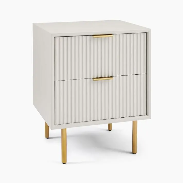 Quinn Wood Nightstand - White/Antique Bronze