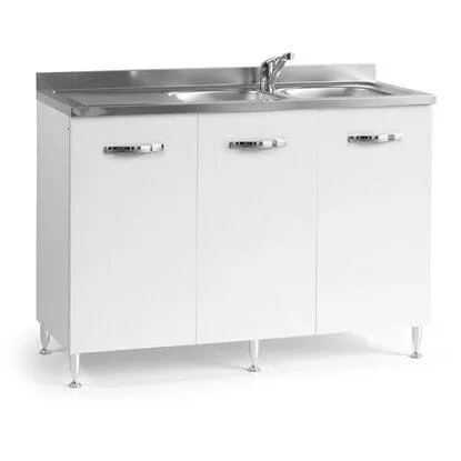 Base cucina sottolavello 120 cm 3 ante bianco frassinato