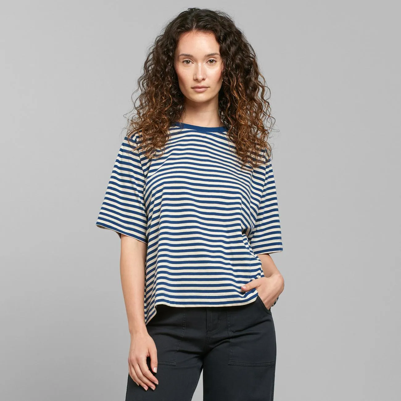 T-shirt Vadstena Estate Blue/Vanilla White