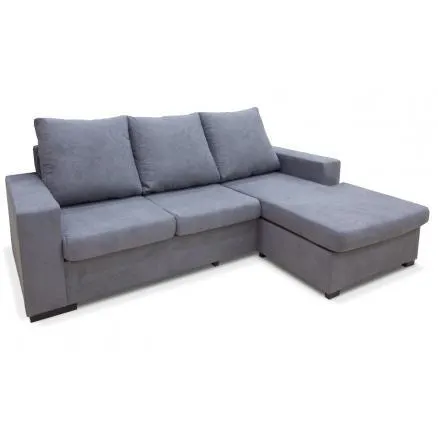 Sofá 3 plazas con chaiselongue reversible en gris azulado 218 cm.